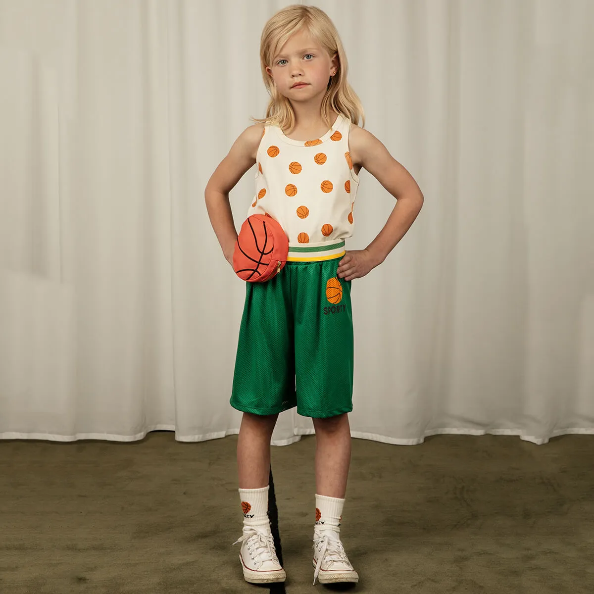 Basketball Mesh Shorts in Green by Mini Rodini - Last One In Stock - 92/98 (2-3 Years)