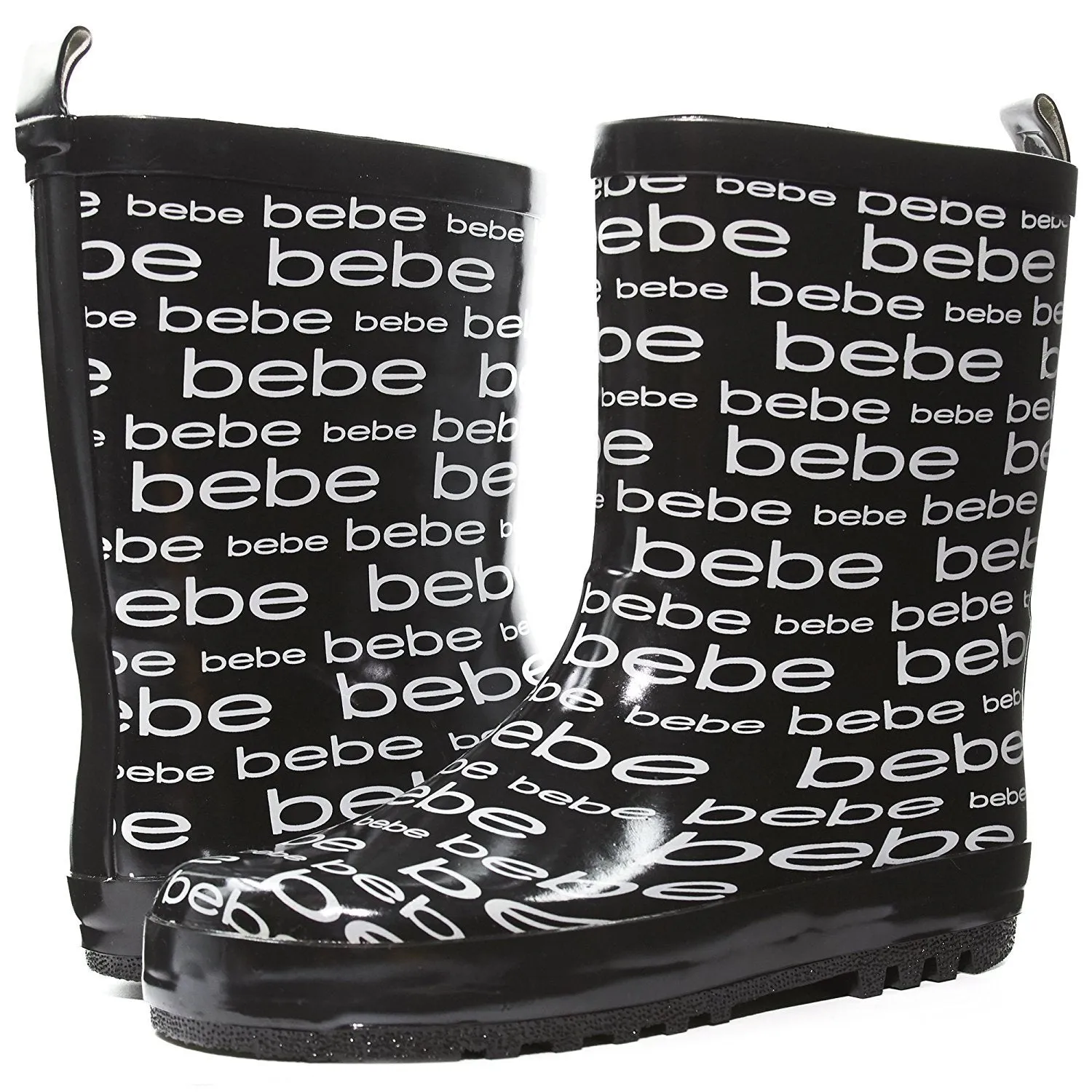 bebe Girls Printed High Cut Puddle Proof Slip On Rain Boots (See More Colors and Sizes)