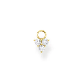 CHARMING COLLECTION YELLOW GOLD PLATED SINGLE CZ TRIANGLE EARRING PENDANT