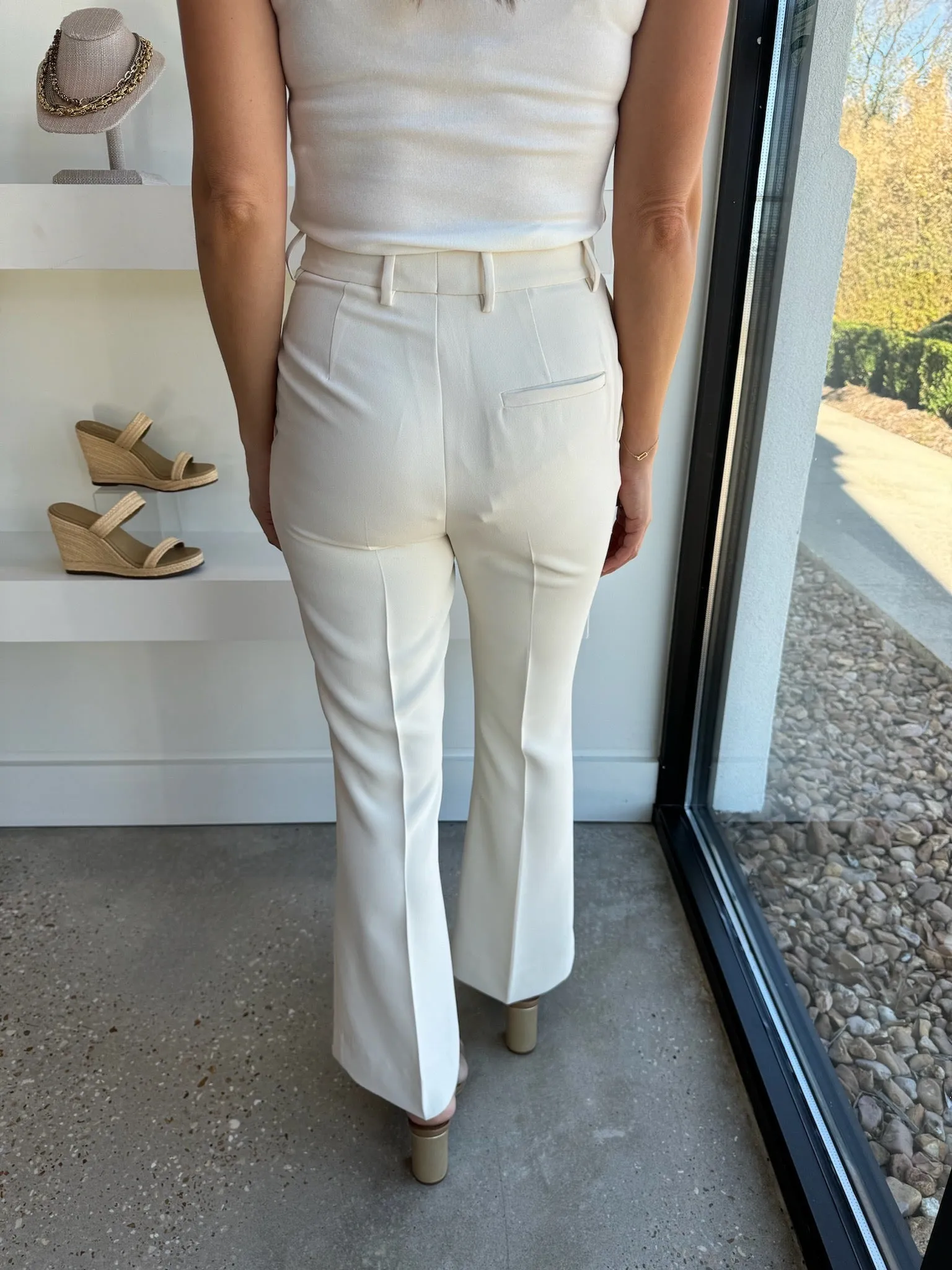 Cream Gesture Flare Trouser