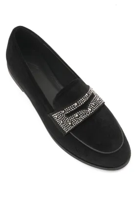 ELEGEANT RHINESTONE LOAFERS-BLACK