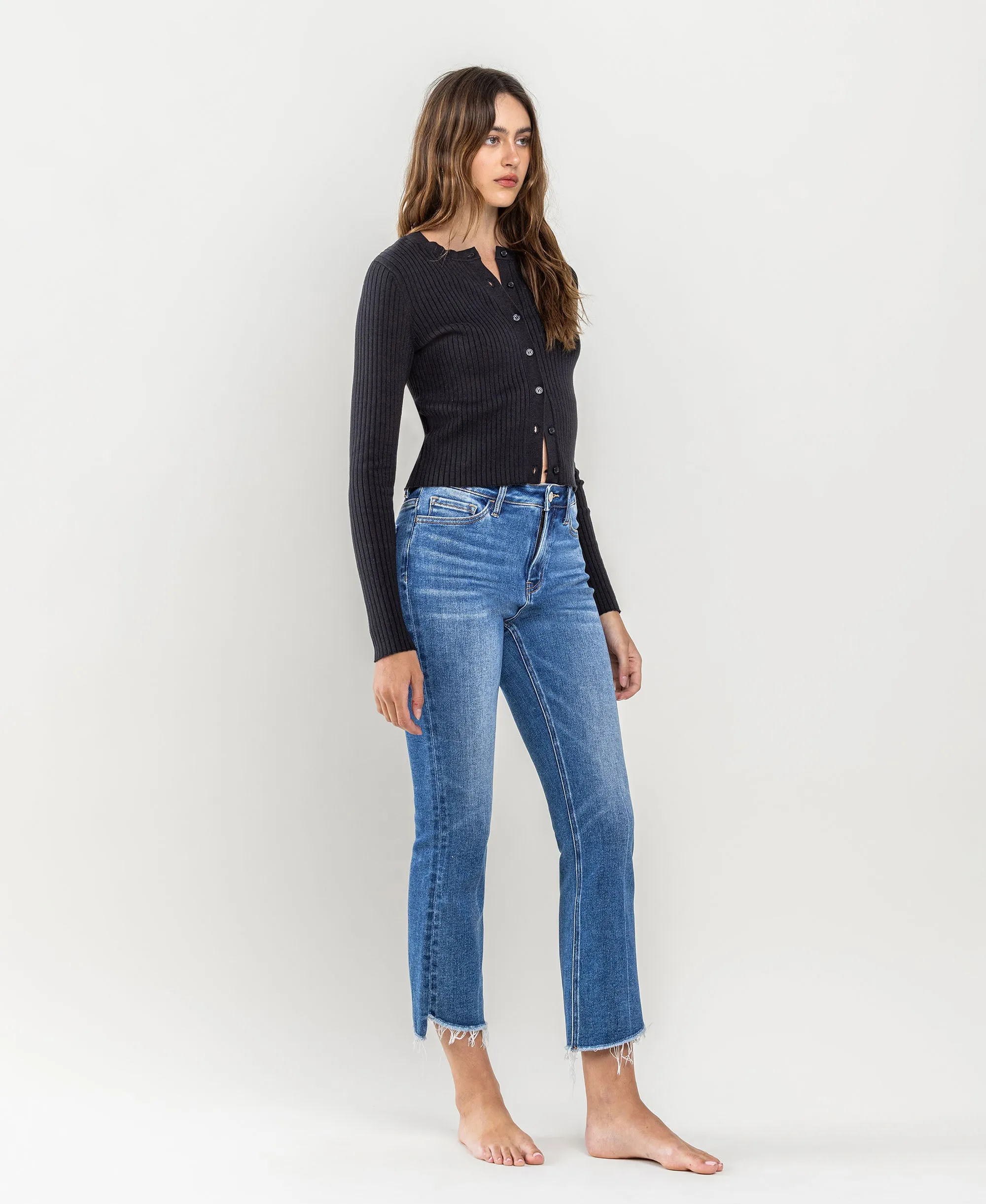 Encouragingly - High Rise Step Hem Kick Flare Jeans