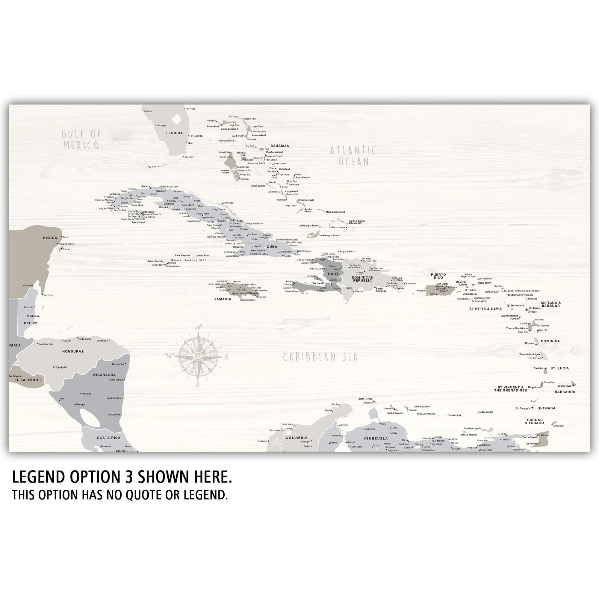 Farmhouse Caribbean Push Pin Travel Map - Single Panel