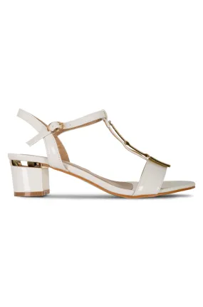 Glossy T-bar Sandal | WHITE | BLAZE AB