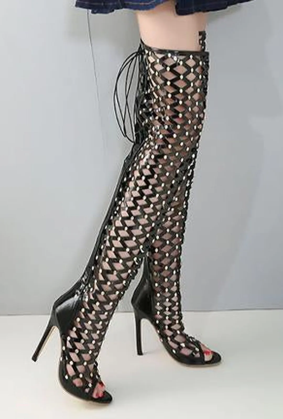 GRATTON - MESH OTK STUD BOOTS