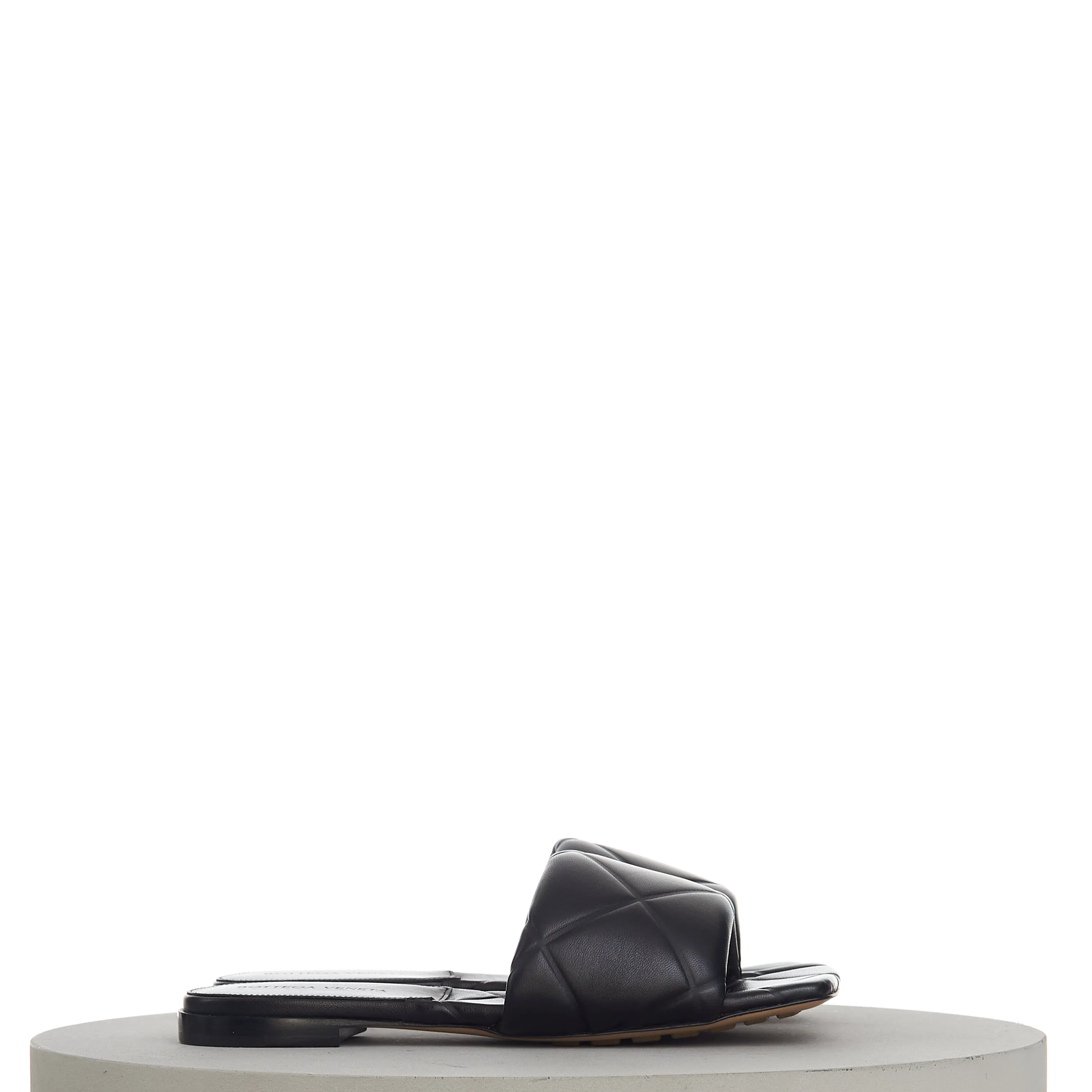 Lido Slide Sandals In Black Quilted Leather