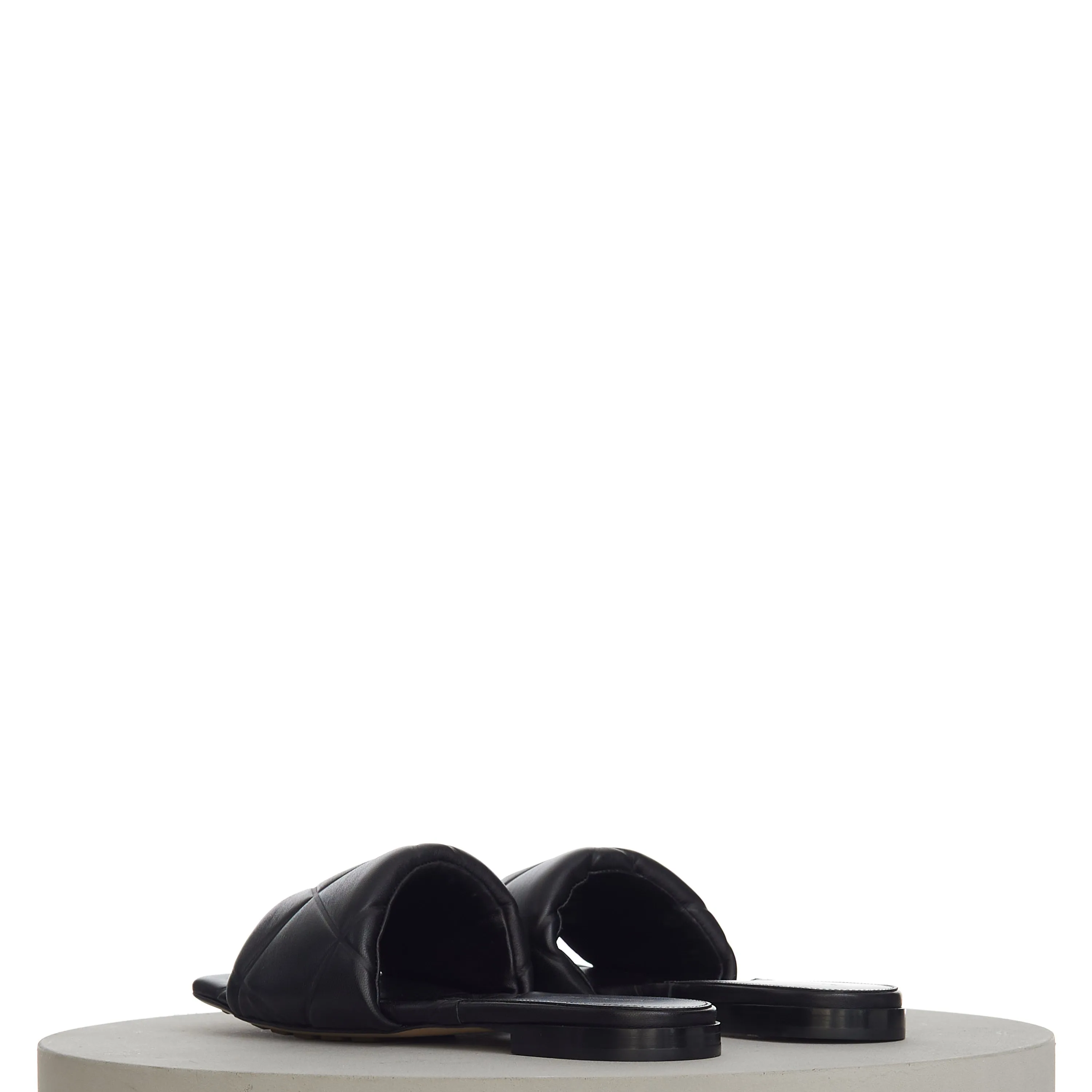 Lido Slide Sandals In Black Quilted Leather