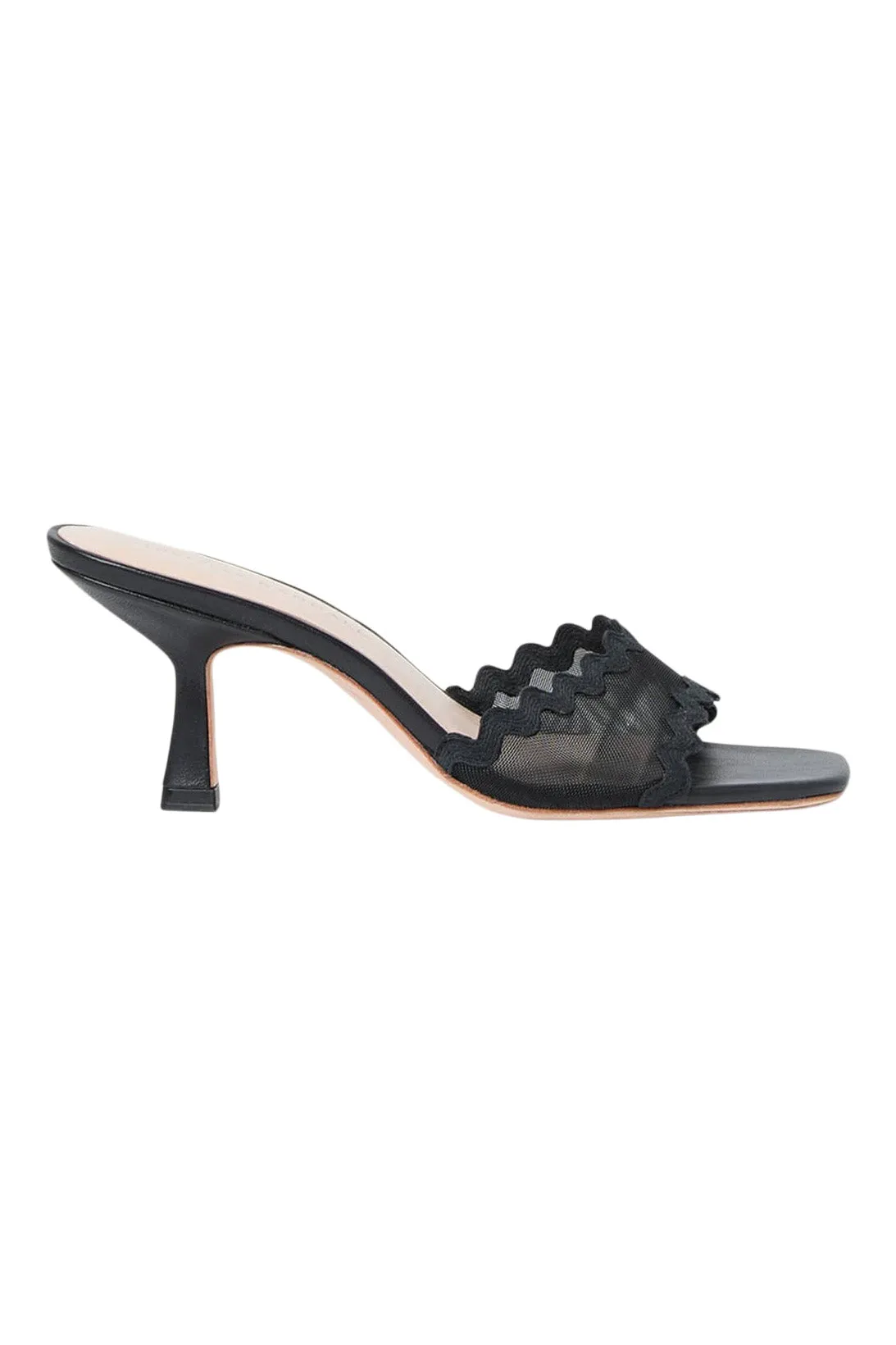 Loeffler Randall Milena Mesh Scalloped Mule Sandal in Black