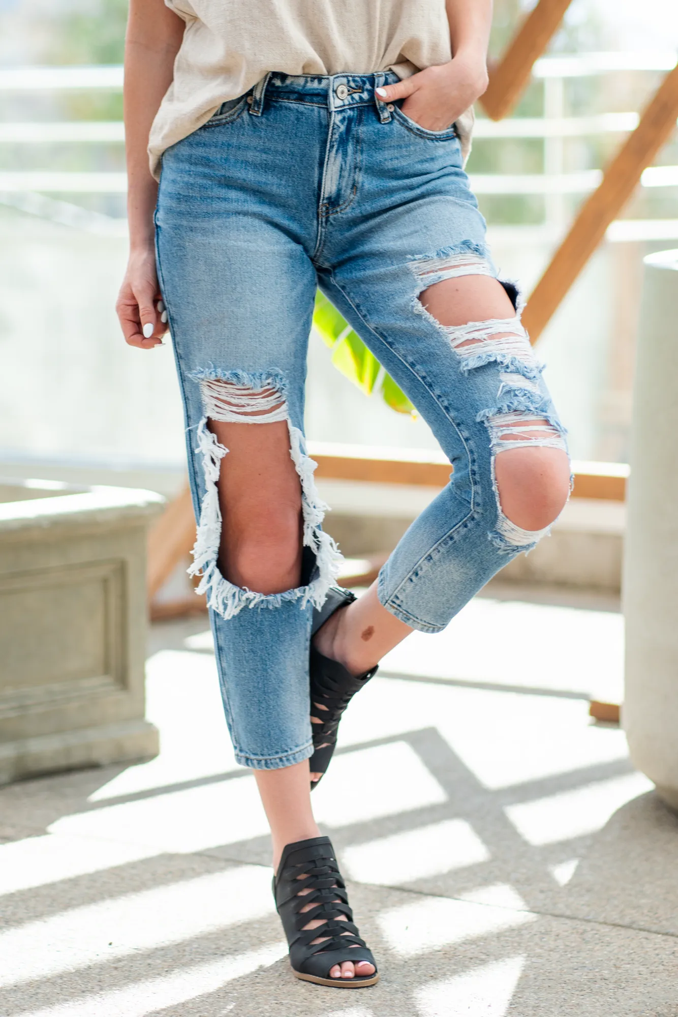 Ruby High Rise Distressed Boyfriend Fit