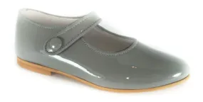 Shawn & Jeffery Girls Light Grey Patent Classic Button Mary Jane