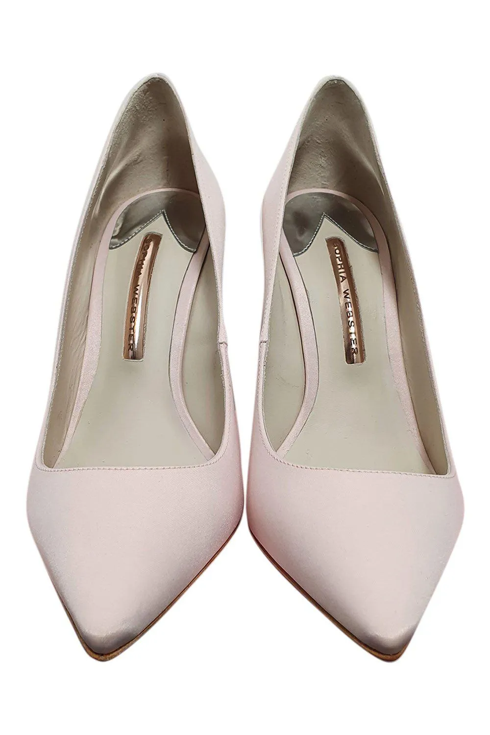 SOPHIA WEBSTER Ice Pink Satin Crystal Embellished Coco Pump (40)