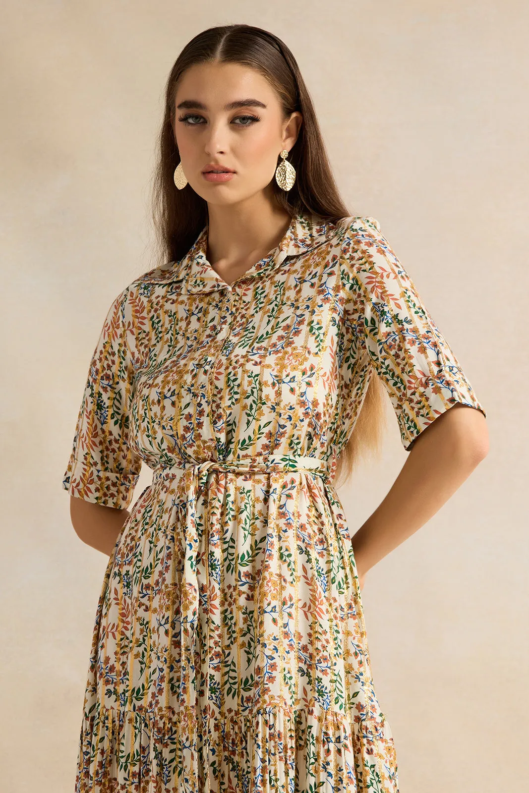 Women Multicolour Printed Collared Dress