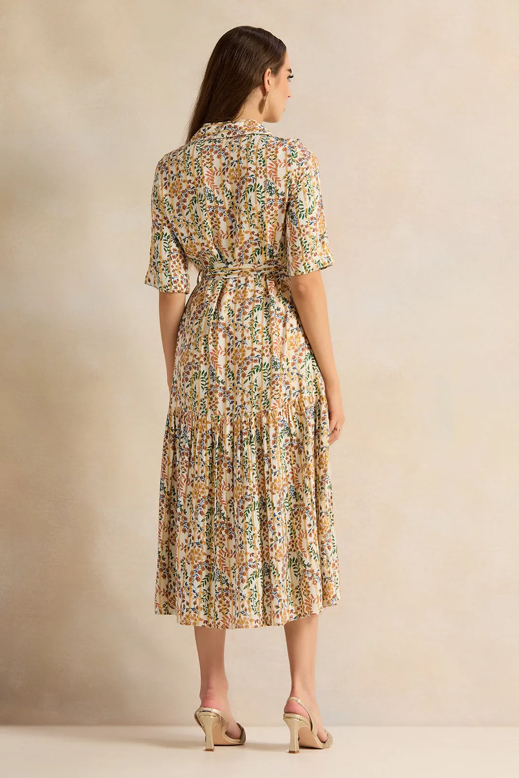 Women Multicolour Printed Collared Dress